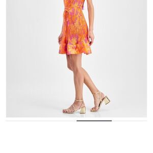 Vibrant Orange and Pink Halter Dress